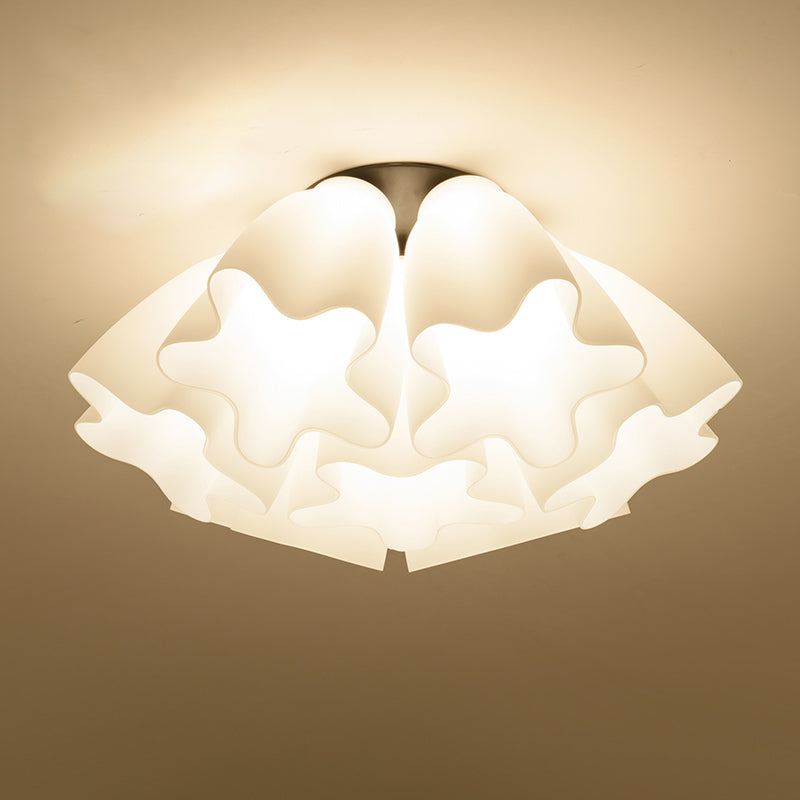 Floral Foyer Flush Light Fixture Country Style White Glass Flush Mount Ceiling Light 7 White Clearhalo 'Ceiling Lights' 'Close To Ceiling Lights' 'Close to ceiling' 'Flush mount' Lighting' 2405403
