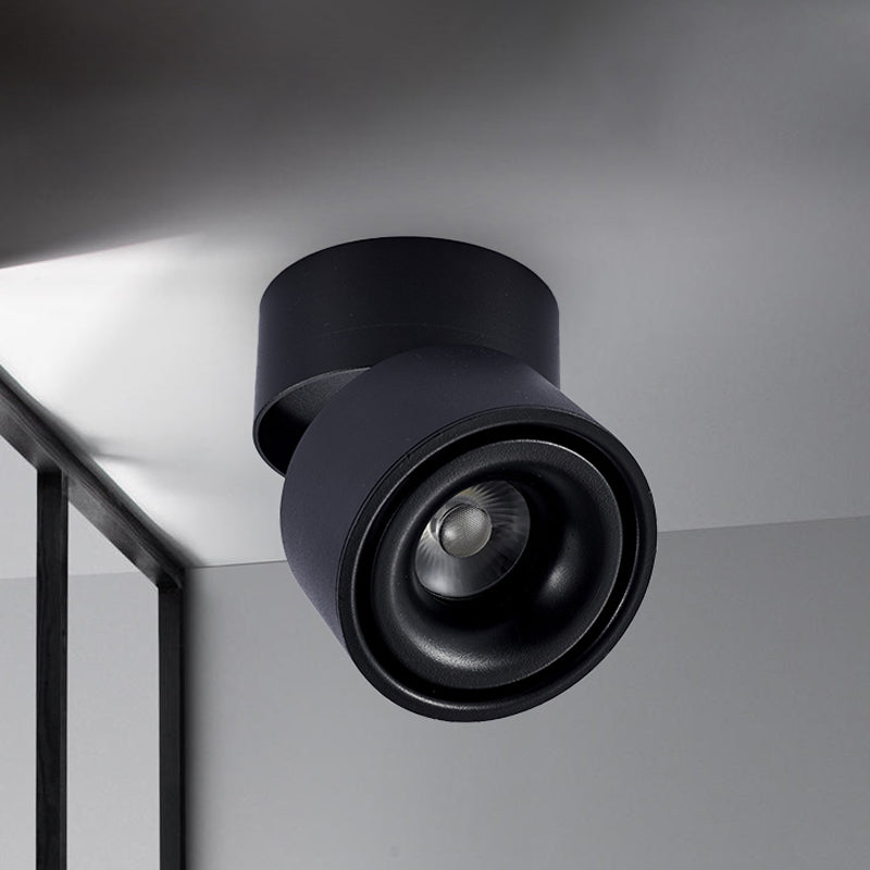LED Bedroom Flush Mount Light with Round Metallic Shade Black/White Ceiling Fixture in Warm/White Lighting Clearhalo 'Cast Iron' 'Glass' 'Industrial' 'Modern wall lights' 'Modern' 'Tiffany' 'Traditional wall lights' 'Wall Lamps & Sconces' 'Wall Lights' Lighting' 240543