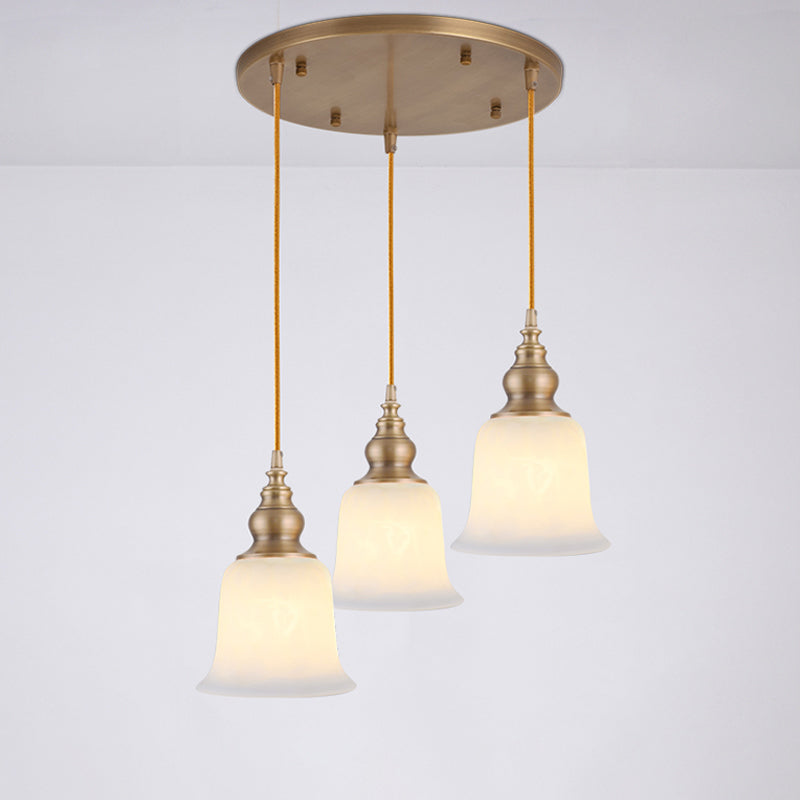 Shaded Dining Room Multi Light Pendant Simplicity Frosted White Glass Suspension Light White Bell Gourd Clearhalo 'Ceiling Lights' 'Close To Ceiling Lights' 'Glass shade' 'Glass' 'Pendant Lights' 'Pendants' Lighting' 2405439