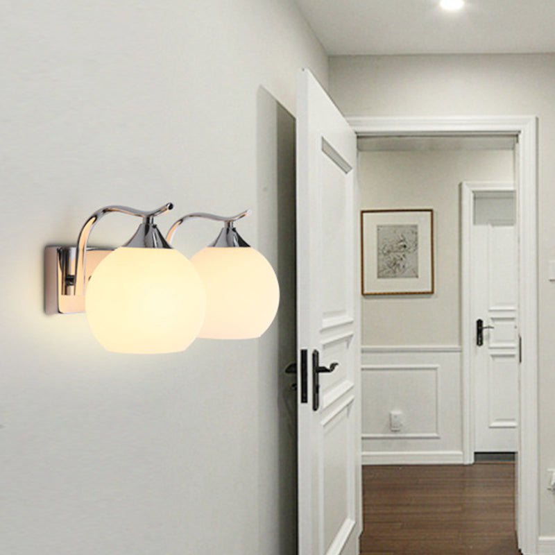 Satin Opal Glass Dome Sconce Light Fixture Simple Style Corridor Wall Mount Lamp Clearhalo 'Wall Lamps & Sconces' 'Wall Lights' Lighting' 2405485
