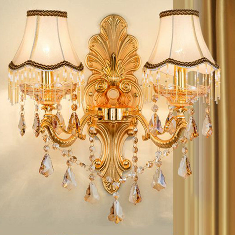Victorian Candle Wall Sconce Lighting Metal Wall Mount Light with Shade and Crystal Decor Clearhalo 'Wall Lamps & Sconces' 'Wall Lights' Lighting' 2405768