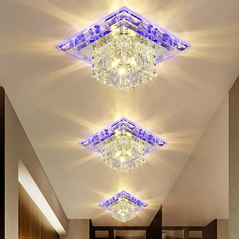 Cubic Corridor Flushmount Light Clear Crystal Modern Surface Mounted Led Ceiling Light Clearhalo 'Ceiling Lights' 'Close To Ceiling Lights' 'Close to ceiling' 'Flush mount' Lighting' 2405951