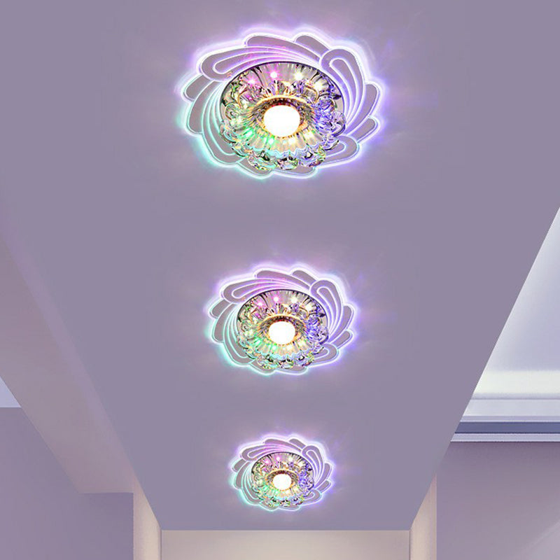 Crystal Flower Shaped Flush Mount Light Minimalist Clear LED Ceiling Mounted Fixture for Corridor Clearhalo 'Ceiling Lights' 'Close To Ceiling Lights' 'Close to ceiling' 'Flush mount' Lighting' 2405970