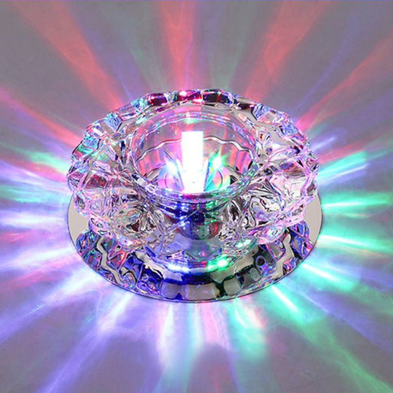 Minimalist LED Flush Mount Lighting Clear Round Ceiling Fixture with Crystal Shade for Aisle Clear Multi Color Clearhalo 'Ceiling Lights' 'Close To Ceiling Lights' 'Close to ceiling' 'Flush mount' Lighting' 2406006