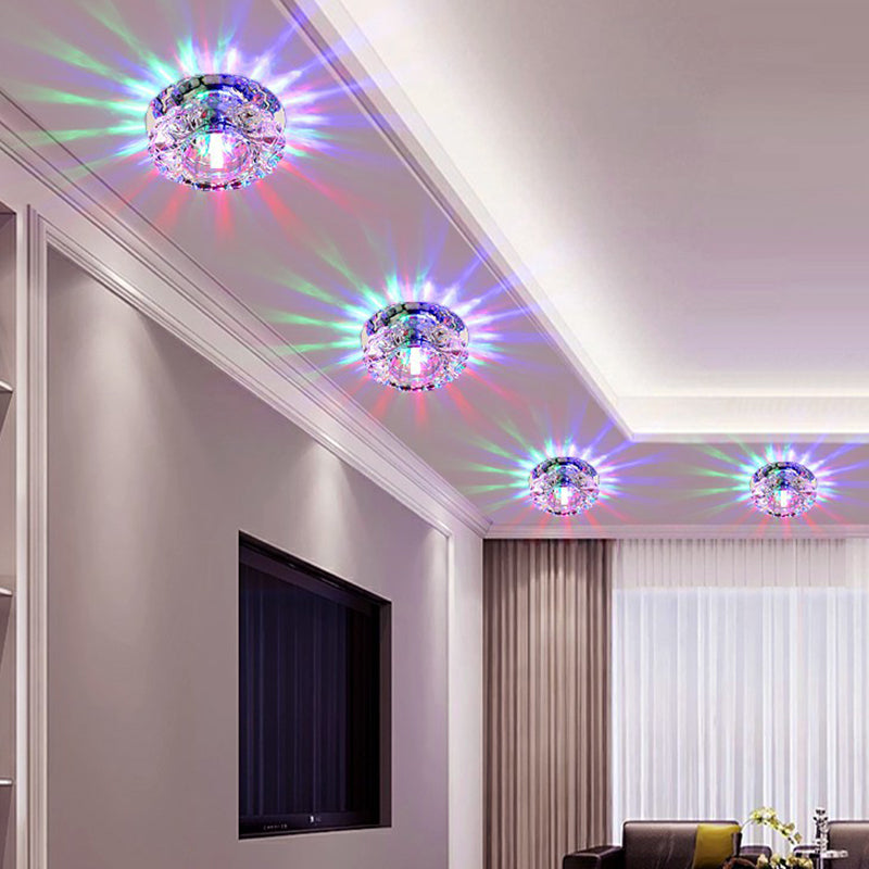 Minimalist LED Flush Mount Lighting Clear Round Ceiling Fixture with Crystal Shade for Aisle Clearhalo 'Ceiling Lights' 'Close To Ceiling Lights' 'Close to ceiling' 'Flush mount' Lighting' 2406008