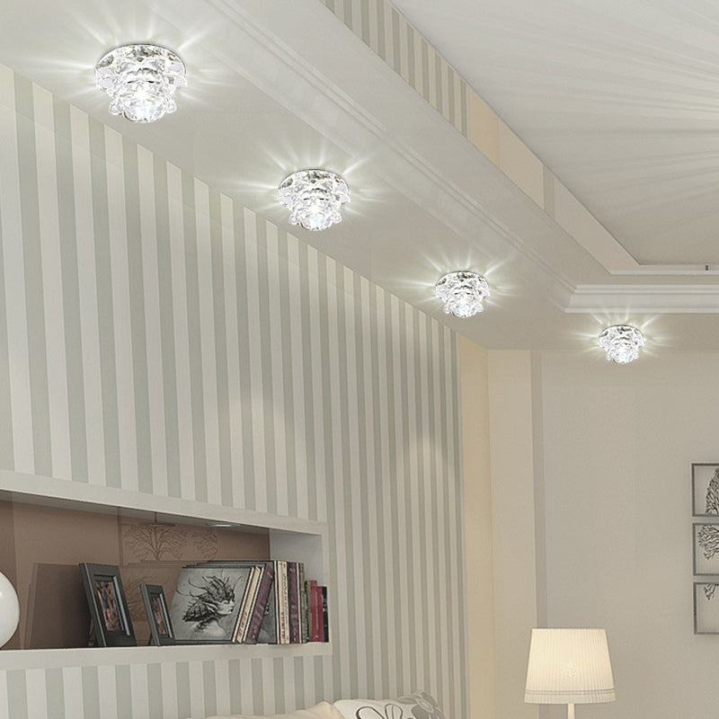 Crystal Lotus Shaped Ceiling Lighting Modern Clear LED Flushmount Light for Living Room Clearhalo 'Ceiling Lights' 'Close To Ceiling Lights' 'Close to ceiling' 'Flush mount' Lighting' 2406039