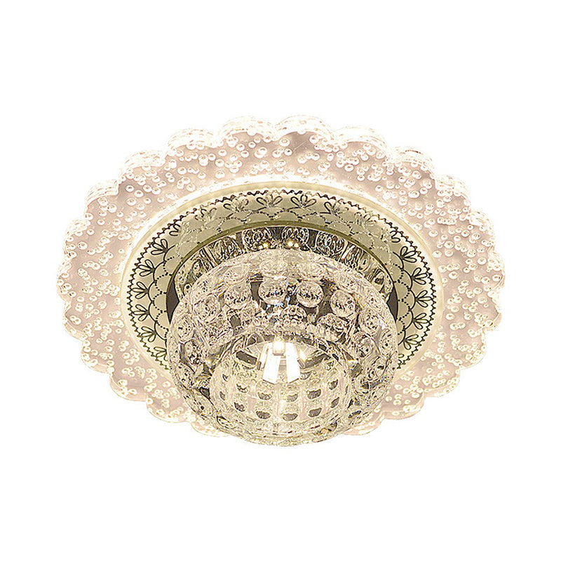 Dimpled Clear Crystal Ceiling Light Modernist LED Flush-Mount Light Fixture for Aisle Clearhalo 'Ceiling Lights' 'Close To Ceiling Lights' 'Close to ceiling' 'Flush mount' Lighting' 2406069