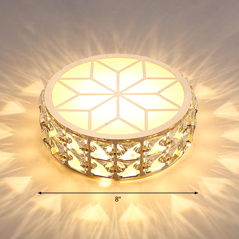 Crystal Embedded Round Ceiling Lighting Simple Style Champagne LED Flush Mount for Passageway Champagne 8" Warm Clearhalo 'Ceiling Lights' 'Close To Ceiling Lights' 'Close to ceiling' 'Flush mount' Lighting' 2406072