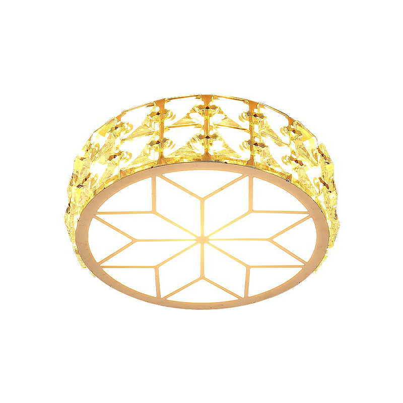 Crystal Embedded Round Ceiling Lighting Simple Style Champagne LED Flush Mount for Passageway Clearhalo 'Ceiling Lights' 'Close To Ceiling Lights' 'Close to ceiling' 'Flush mount' Lighting' 2406077