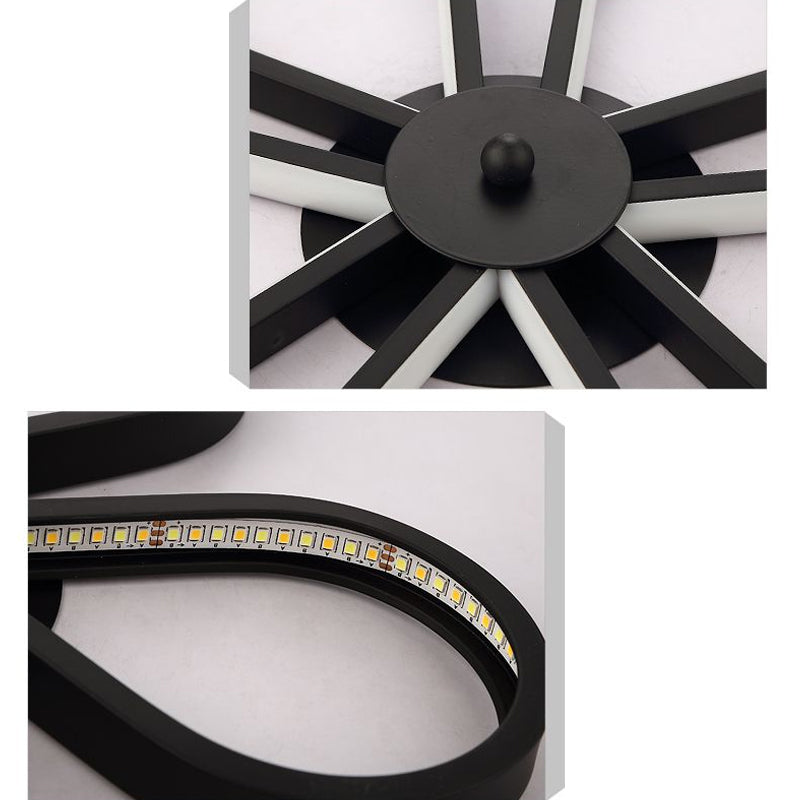 Black Flower Ceiling Flush Light Minimalistic Metal LED Semi Mount Lighting for Corridor Clearhalo 'Ceiling Lights' 'Close To Ceiling Lights' 'Close to ceiling' 'Semi-flushmount' Lighting' 2406172