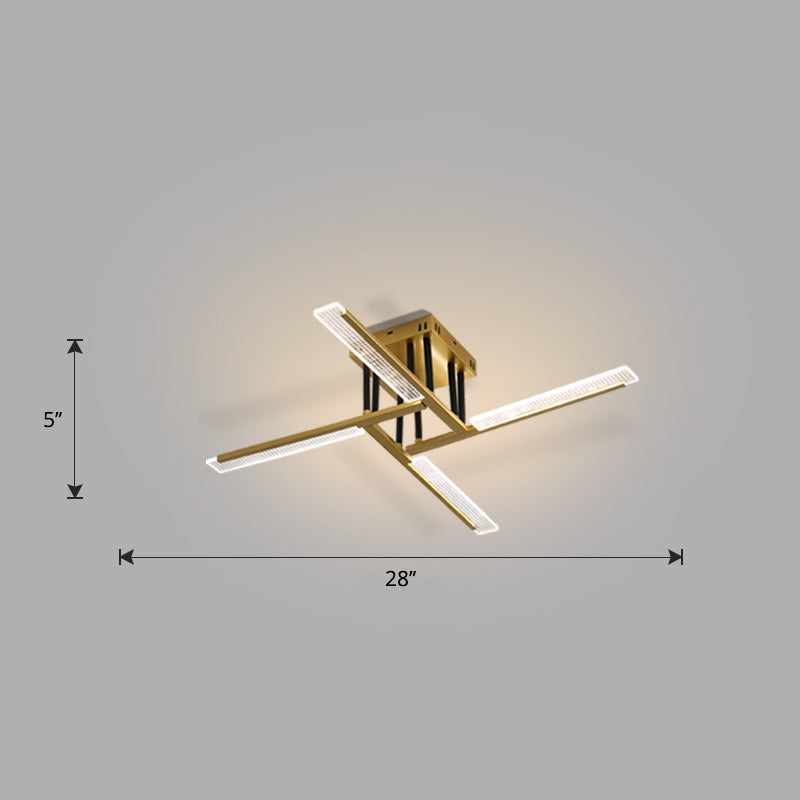 Acrylic Sticks Semi Flush Light Fixture Nordic Gold LED Ceiling Lighting for Bedroom Gold 28" Remote Control Stepless Dimming Clearhalo 'Ceiling Lights' 'Close To Ceiling Lights' 'Close to ceiling' 'Semi-flushmount' Lighting' 2406188