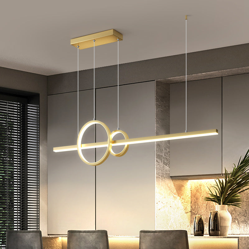 Circle and Line LED Suspension Lamp Simple Metal Restaurant Island Light Fixture Clearhalo 'Ceiling Lights' 'Island Lights' Lighting' 2406254