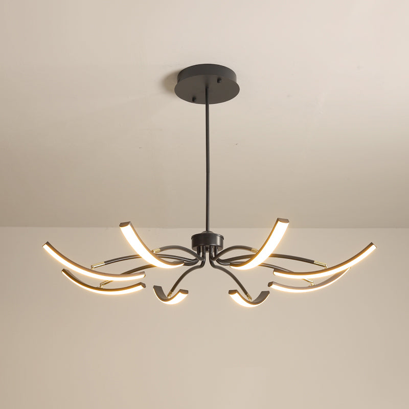 White Floral Chandelier Light Minimalistic Metal LED Ceiling Suspension Lamp for Living Room 8 White Warm Clearhalo 'Ceiling Lights' 'Chandeliers' 'Modern Chandeliers' 'Modern' Lighting' 2406301