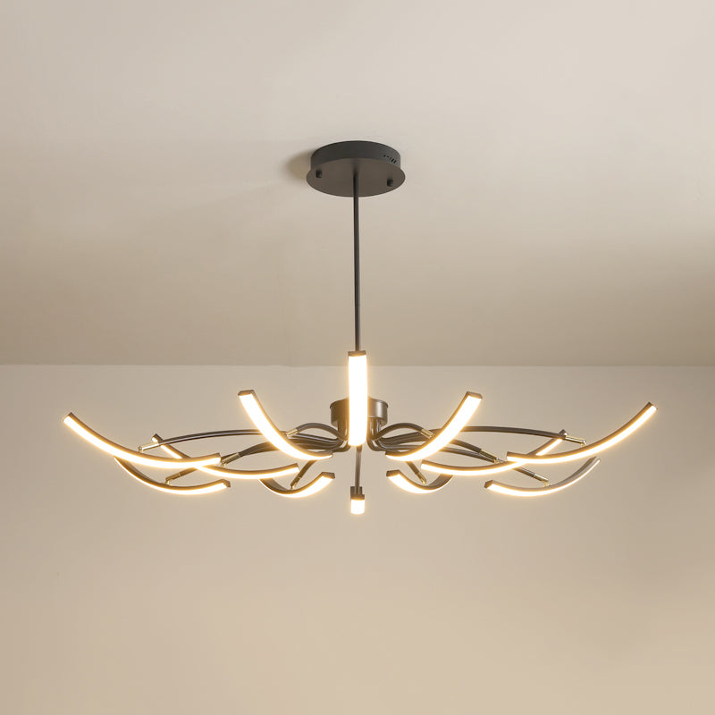 White Floral Chandelier Light Minimalistic Metal LED Ceiling Suspension Lamp for Living Room 12 White Warm Clearhalo 'Ceiling Lights' 'Chandeliers' 'Modern Chandeliers' 'Modern' Lighting' 2406303
