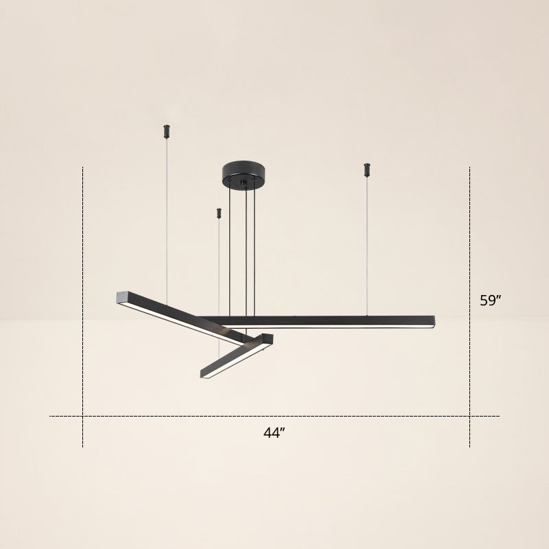 Adjustable Line Art Pendant Lamp Minimalist Metal Bedroom LED Ceiling Chandelier 3 Black White Clearhalo 'Ceiling Lights' 'Chandeliers' 'Modern Chandeliers' 'Modern' Lighting' 2406324