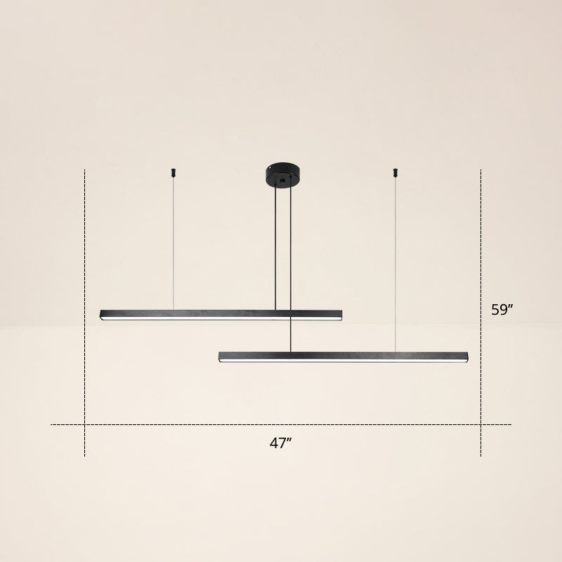 Adjustable Line Art Pendant Lamp Minimalist Metal Bedroom LED Ceiling Chandelier 2 Black Third Gear Clearhalo 'Ceiling Lights' 'Chandeliers' 'Modern Chandeliers' 'Modern' Lighting' 2406329