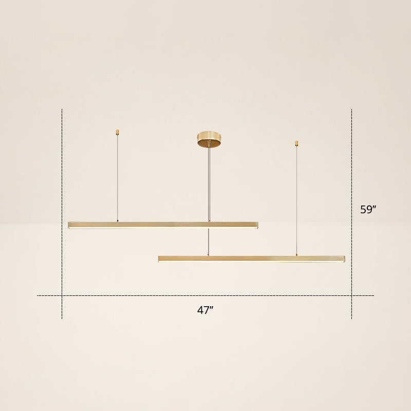 Adjustable Line Art Pendant Lamp Minimalist Metal Bedroom LED Ceiling Chandelier 2 Gold Third Gear Clearhalo 'Ceiling Lights' 'Chandeliers' 'Modern Chandeliers' 'Modern' Lighting' 2406332