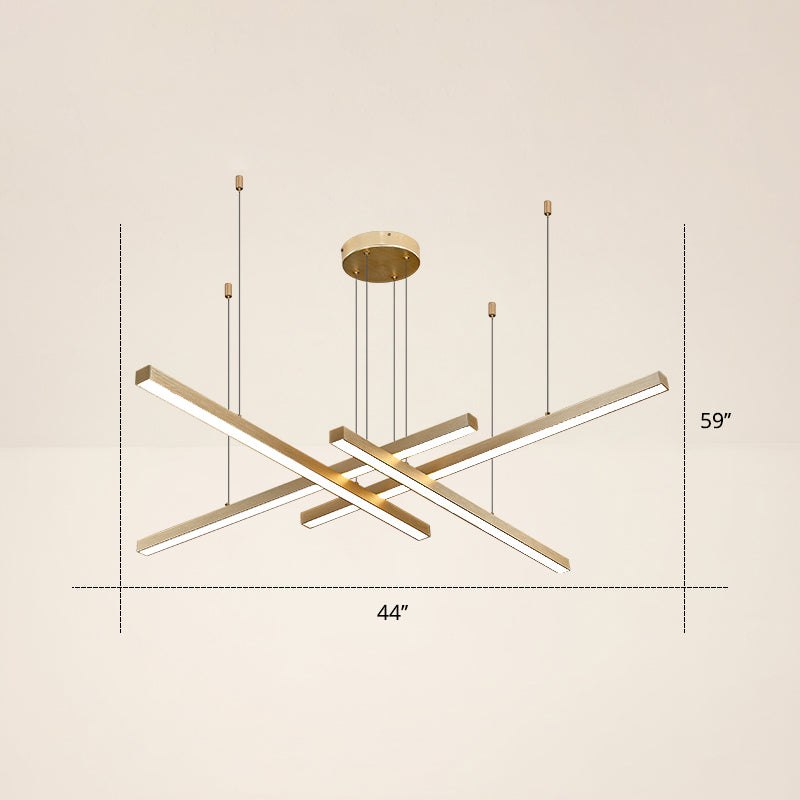 Adjustable Line Art Pendant Lamp Minimalist Metal Bedroom LED Ceiling Chandelier 4 Gold Warm Clearhalo 'Ceiling Lights' 'Chandeliers' 'Modern Chandeliers' 'Modern' Lighting' 2406337