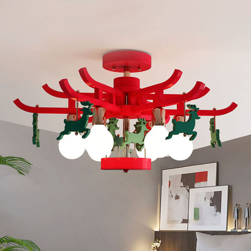 Modern Deer Hanging Chandelier Metal Hanging Ceiling Lamp for Living Room Red Clearhalo 'Ceiling Lights' 'Chandeliers' Lighting' options 240661_0ec7b527-5456-429b-9c8c-82da5c63deaa