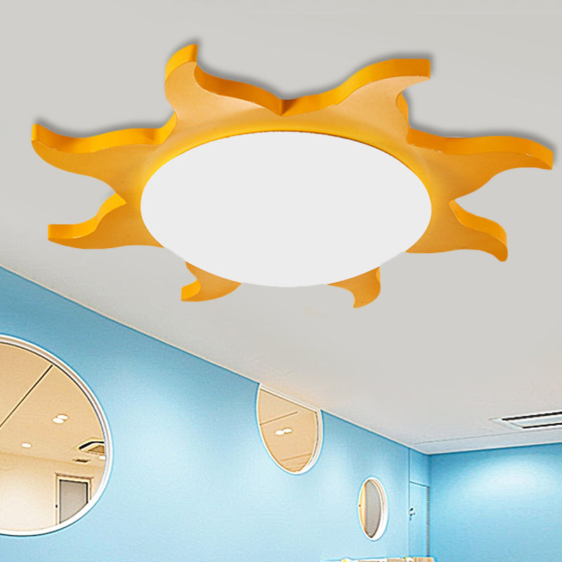Sun Shaped Flush Ceiling Light Cartoon Wood Acrylic Ceiling Light for Kindergarten Clearhalo 'Ceiling Lights' 'Close To Ceiling Lights' 'Close to ceiling' 'Flush mount' Lighting' 240789