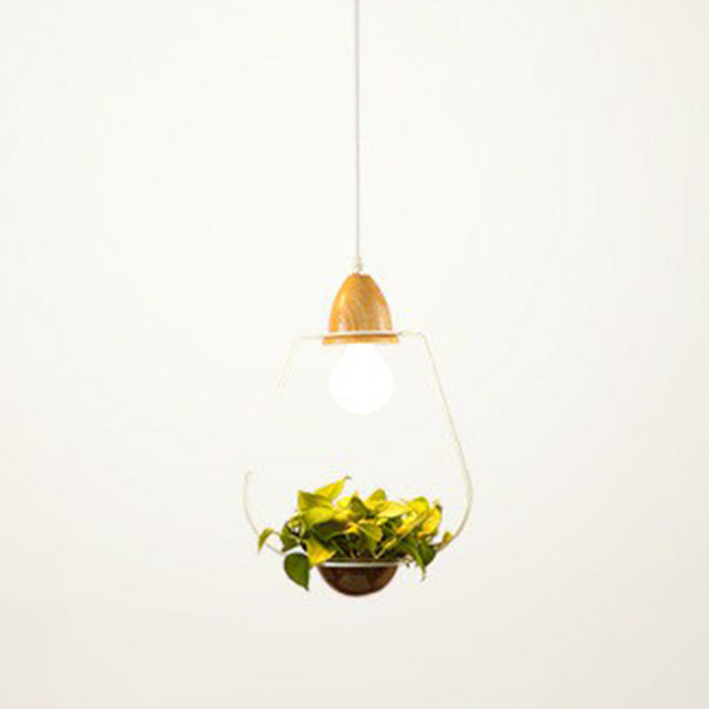 1 Head Plant Pot Hanging Pendant Industrial Style Metal Pendulum Light for Dining Room White Circular Arc Clearhalo 'Art Deco Pendants' 'Black' 'Cast Iron' 'Ceiling Lights' 'Ceramic' 'Crystal' 'Industrial Pendants' 'Industrial' 'Metal' 'Middle Century Pendants' 'Pendant Lights' 'Pendants' 'Rustic Pendants' 'Tiffany' Lighting' 2408585