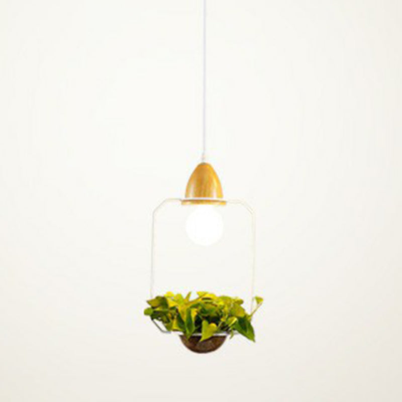 1 Head Plant Pot Hanging Pendant Industrial Style Metal Pendulum Light for Dining Room White Rectangle Clearhalo 'Art Deco Pendants' 'Black' 'Cast Iron' 'Ceiling Lights' 'Ceramic' 'Crystal' 'Industrial Pendants' 'Industrial' 'Metal' 'Middle Century Pendants' 'Pendant Lights' 'Pendants' 'Rustic Pendants' 'Tiffany' Lighting' 2408586