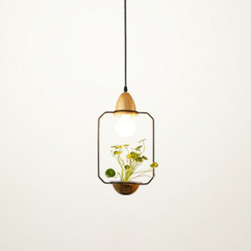 1 Head Plant Pot Hanging Pendant Industrial Style Metal Pendulum Light for Dining Room Black Rectangle Clearhalo 'Art Deco Pendants' 'Black' 'Cast Iron' 'Ceiling Lights' 'Ceramic' 'Crystal' 'Industrial Pendants' 'Industrial' 'Metal' 'Middle Century Pendants' 'Pendant Lights' 'Pendants' 'Rustic Pendants' 'Tiffany' Lighting' 2408588