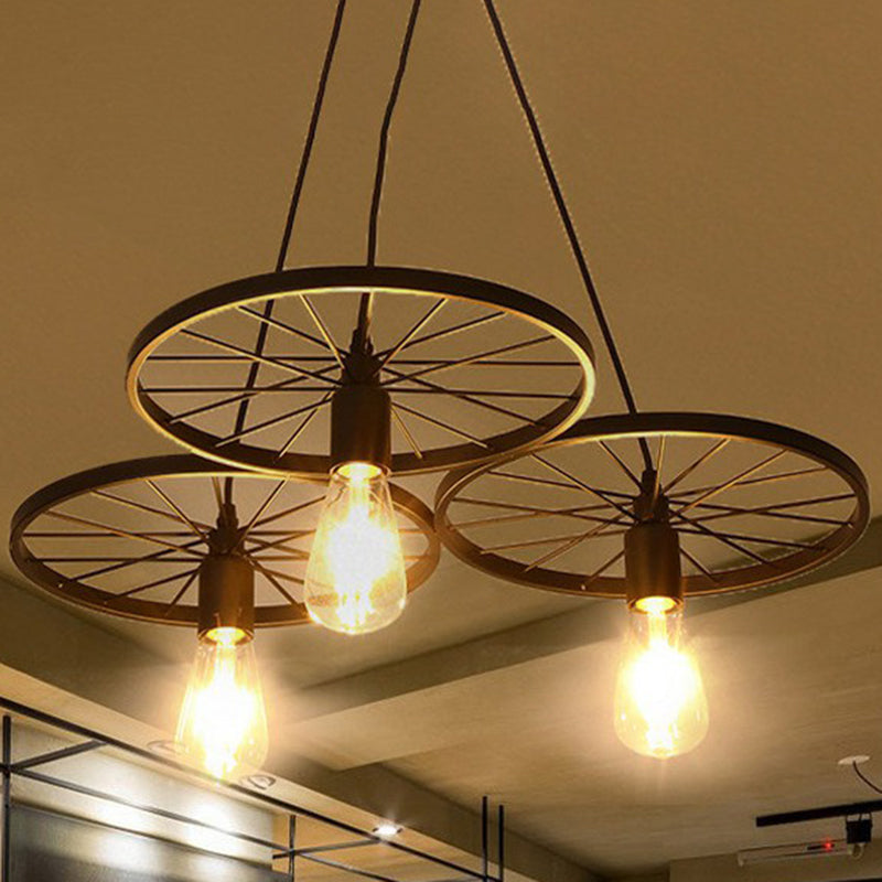 Wheel Shaped Pendulum Light Industrial Metal Commercial Pendant Lighting for Restaurant Clearhalo 'Art Deco Pendants' 'Black' 'Cast Iron' 'Ceiling Lights' 'Ceramic' 'Crystal' 'Industrial Pendants' 'Industrial' 'Metal' 'Middle Century Pendants' 'Pendant Lights' 'Pendants' 'Rustic Pendants' 'Tiffany' Lighting' 2408606