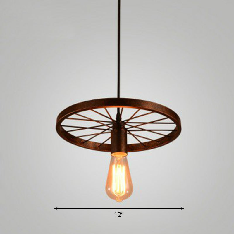 Wheel Shaped Pendulum Light Industrial Metal Commercial Pendant Lighting for Restaurant Clearhalo 'Art Deco Pendants' 'Black' 'Cast Iron' 'Ceiling Lights' 'Ceramic' 'Crystal' 'Industrial Pendants' 'Industrial' 'Metal' 'Middle Century Pendants' 'Pendant Lights' 'Pendants' 'Rustic Pendants' 'Tiffany' Lighting' 2408611