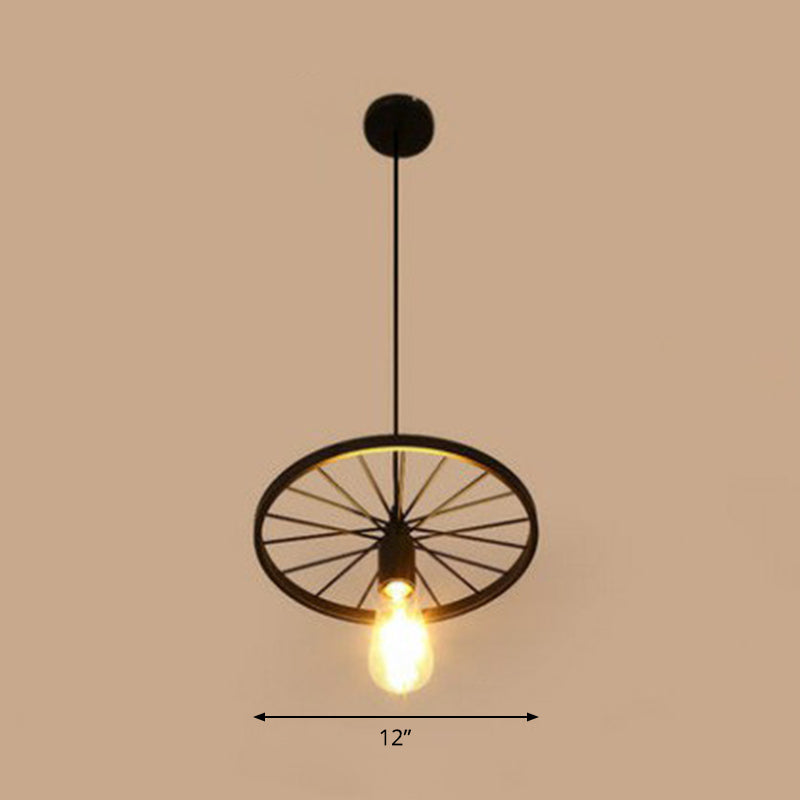 Wheel Shaped Pendulum Light Industrial Metal Commercial Pendant Lighting for Restaurant Clearhalo 'Art Deco Pendants' 'Black' 'Cast Iron' 'Ceiling Lights' 'Ceramic' 'Crystal' 'Industrial Pendants' 'Industrial' 'Metal' 'Middle Century Pendants' 'Pendant Lights' 'Pendants' 'Rustic Pendants' 'Tiffany' Lighting' 2408613