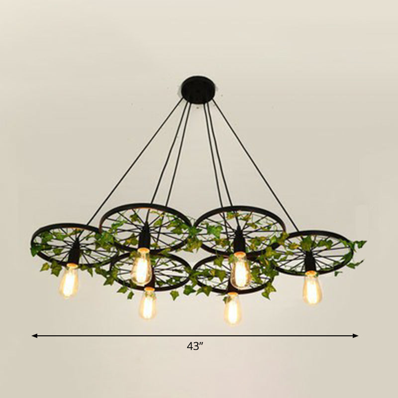 Wheel Shaped Pendulum Light Industrial Metal Commercial Pendant Lighting for Restaurant 6 Green Clearhalo 'Art Deco Pendants' 'Black' 'Cast Iron' 'Ceiling Lights' 'Ceramic' 'Crystal' 'Industrial Pendants' 'Industrial' 'Metal' 'Middle Century Pendants' 'Pendant Lights' 'Pendants' 'Rustic Pendants' 'Tiffany' Lighting' 2408618
