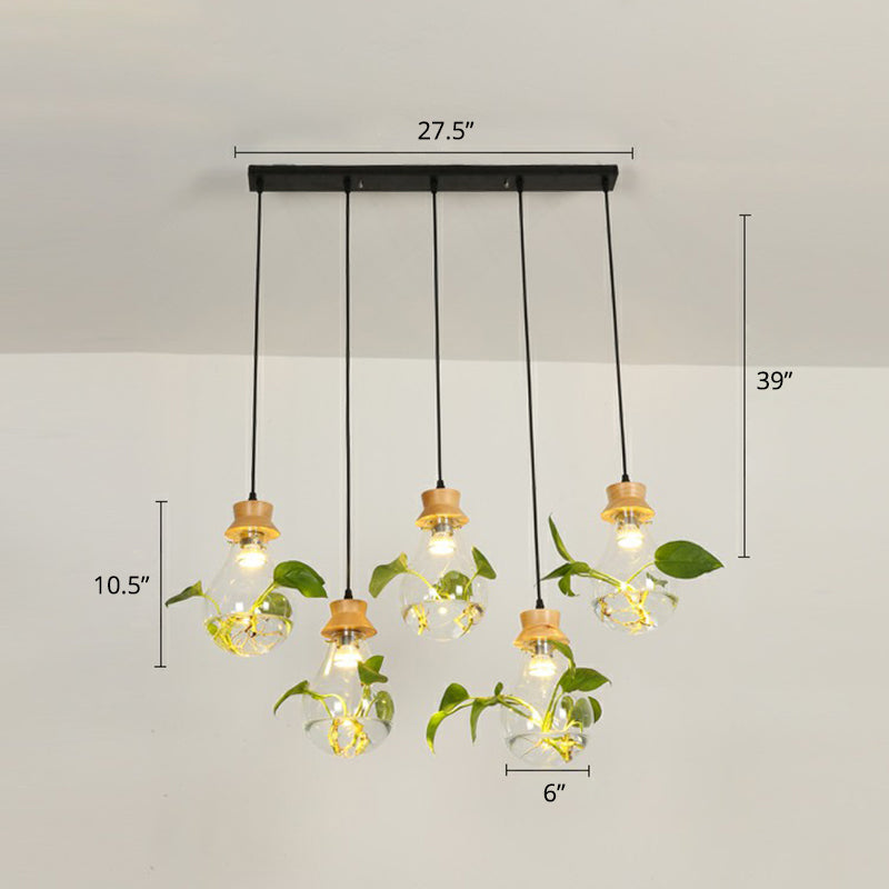 Hydroponic Plant Pendant Lamp Nordic Teardrop Shaped Clear Glass Suspension Light in Black Black 27.5" Clearhalo 'Art Deco Pendants' 'Black' 'Cast Iron' 'Ceiling Lights' 'Ceramic' 'Crystal' 'Industrial Pendants' 'Industrial' 'Metal' 'Middle Century Pendants' 'Pendant Lights' 'Pendants' 'Rustic Pendants' 'Tiffany' Lighting' 2408628