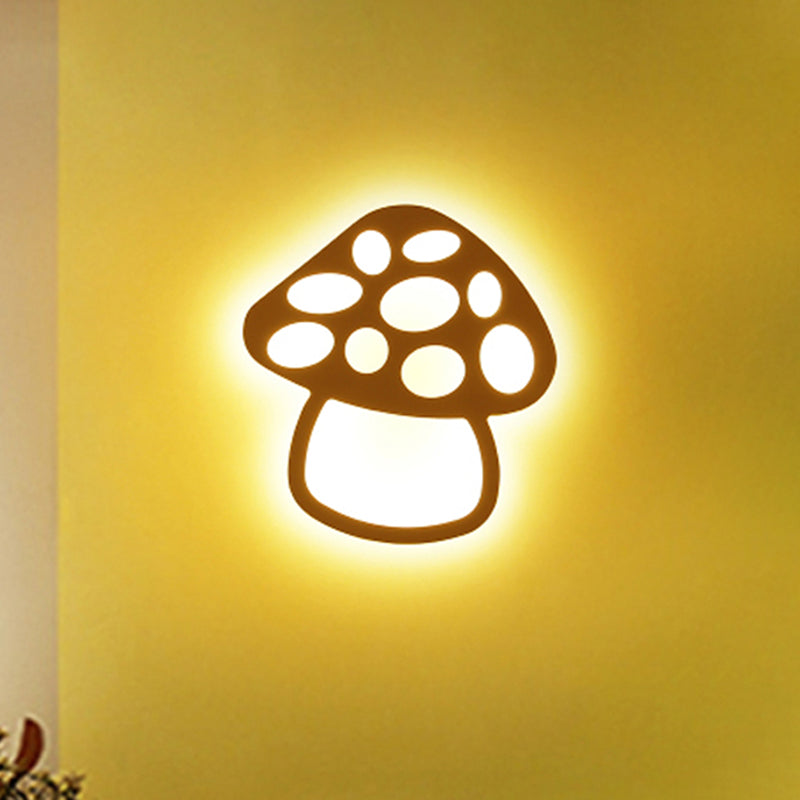 Slim Panel Wall Light Lovely Acrylic Sconce Light in White for Kindergarten Baby Bedroom White Mushroom Clearhalo 'Wall Lamps & Sconces' 'Wall Lights' Lighting' 240869