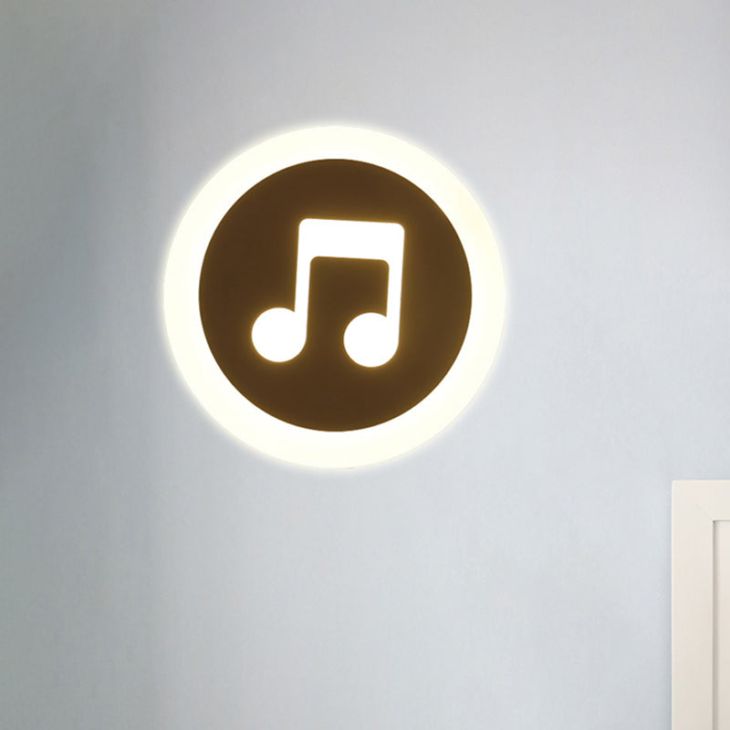 Slim Panel Wall Light Lovely Acrylic Sconce Light in White for Kindergarten Baby Bedroom White Musical Note Clearhalo 'Wall Lamps & Sconces' 'Wall Lights' Lighting' 240873