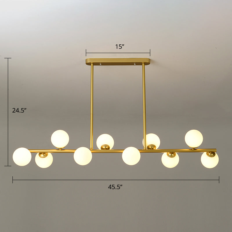 Modo Island Ceiling Light Simplicity White Glass Dining Room Hanging Pendant Light 10 Gold Clearhalo 'Ceiling Lights' 'Island Lights' Lighting' 2408810