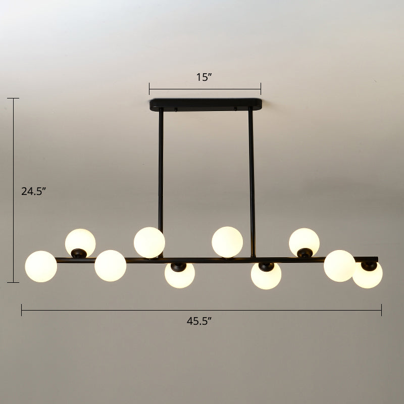 Modo Island Ceiling Light Simplicity White Glass Dining Room Hanging Pendant Light 10 Black Clearhalo 'Ceiling Lights' 'Island Lights' Lighting' 2408811