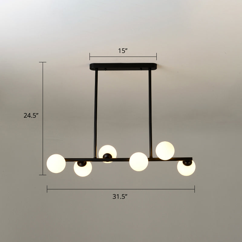 Modo Island Ceiling Light Simplicity White Glass Dining Room Hanging Pendant Light 6 Black Clearhalo 'Ceiling Lights' 'Island Lights' Lighting' 2408813