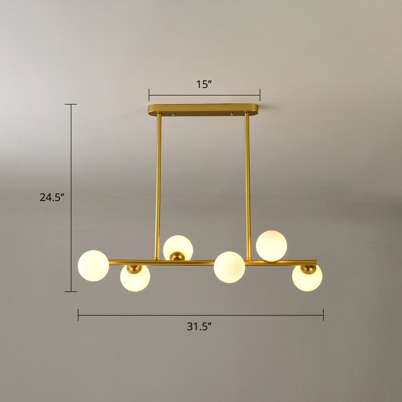 Modo Island Ceiling Light Simplicity White Glass Dining Room Hanging Pendant Light 6 Gold Clearhalo 'Ceiling Lights' 'Island Lights' Lighting' 2408814