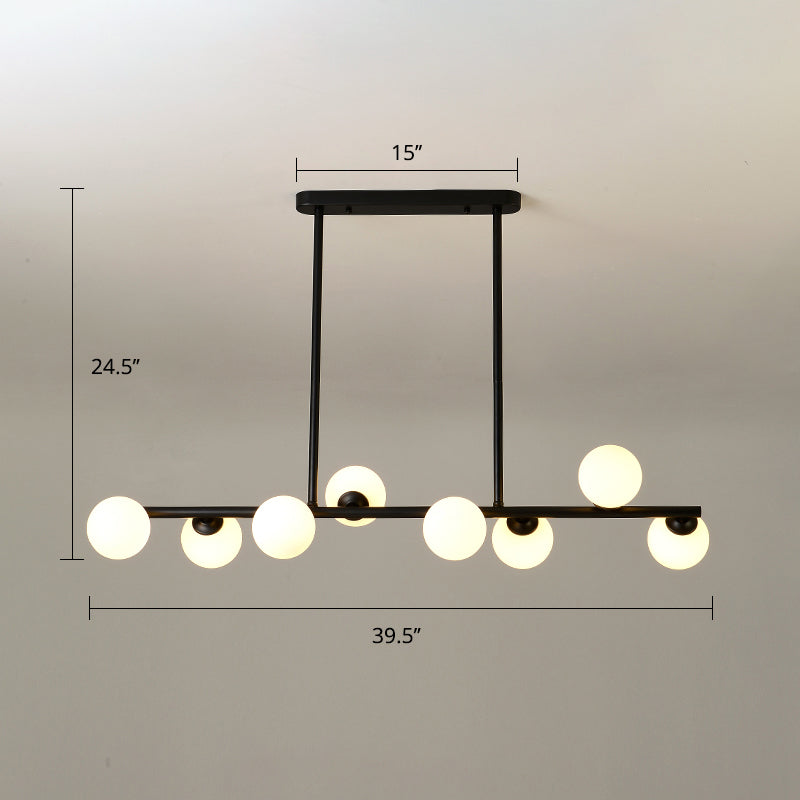 Modo Island Ceiling Light Simplicity White Glass Dining Room Hanging Pendant Light 8 Black Clearhalo 'Ceiling Lights' 'Island Lights' Lighting' 2408815
