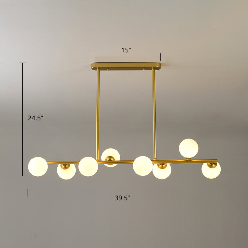 Modo Island Ceiling Light Simplicity White Glass Dining Room Hanging Pendant Light 8 Gold Clearhalo 'Ceiling Lights' 'Island Lights' Lighting' 2408816