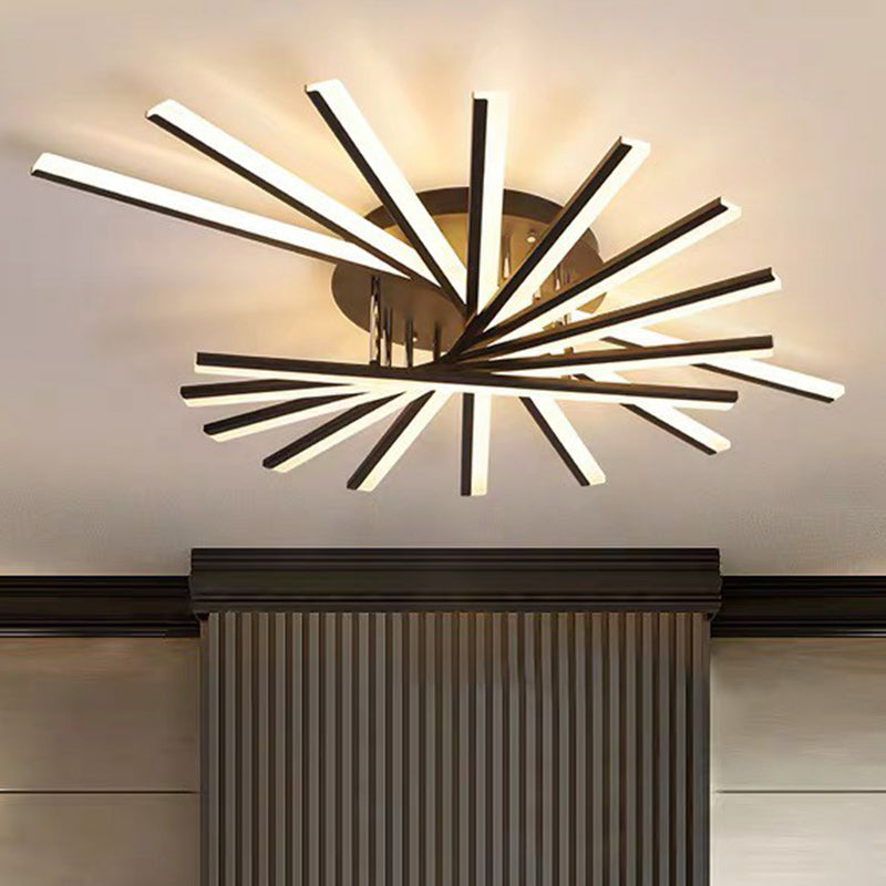 Acrylic Radial Semi Flush Ceiling Light Modernism LED Flush Mount Light for Living Room Clearhalo 'Ceiling Lights' 'Close To Ceiling Lights' 'Close to ceiling' 'Flush mount' Lighting' 2408965