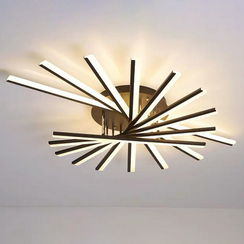 Acrylic Radial Semi Flush Ceiling Light Modernism LED Flush Mount Light for Living Room 9 Black Clearhalo 'Ceiling Lights' 'Close To Ceiling Lights' 'Close to ceiling' 'Flush mount' Lighting' 2408966
