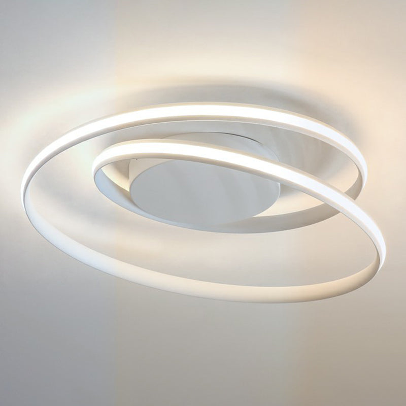 Curling Flush Mount Ceiling Light Simple Aluminum LED Semi Flush Light Fixture for Bedroom White Clearhalo 'Ceiling Lights' 'Close To Ceiling Lights' 'Close to ceiling' 'Semi-flushmount' Lighting' 2408981