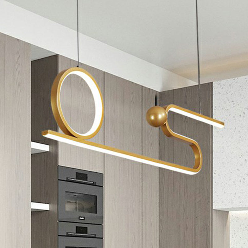 Gold Linear Island Lighting Minimalist Style Metal LED Ceiling Hang Lamp for Restaurant Gold Clearhalo 'Ceiling Lights' 'Island Lights' Lighting' 2409014