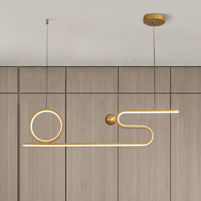 Gold Linear Island Lighting Minimalist Style Metal LED Ceiling Hang Lamp for Restaurant Clearhalo 'Ceiling Lights' 'Island Lights' Lighting' 2409015