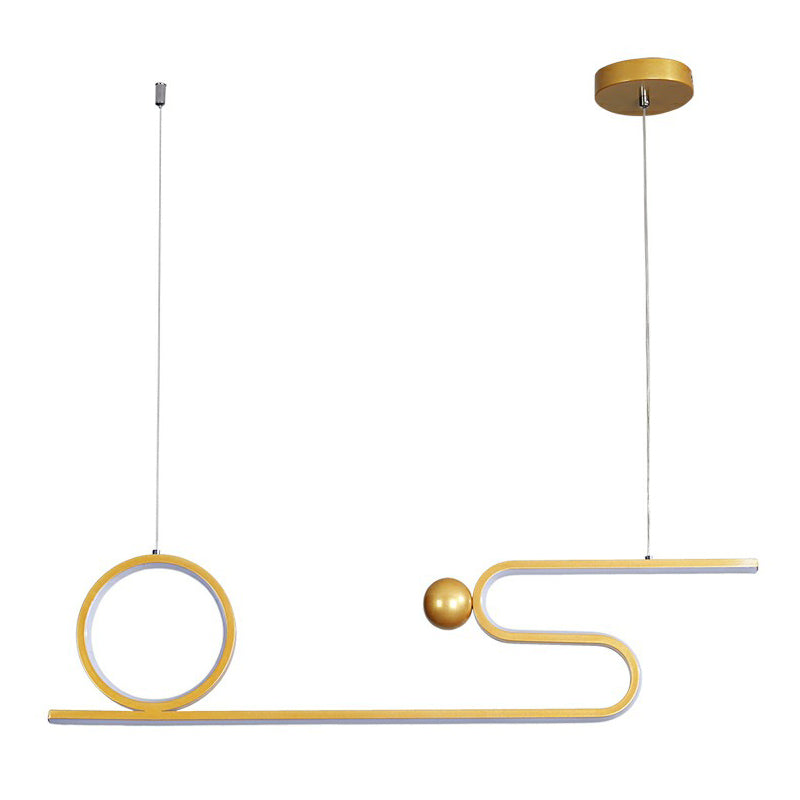 Gold Linear Island Lighting Minimalist Style Metal LED Ceiling Hang Lamp for Restaurant Clearhalo 'Ceiling Lights' 'Island Lights' Lighting' 2409018