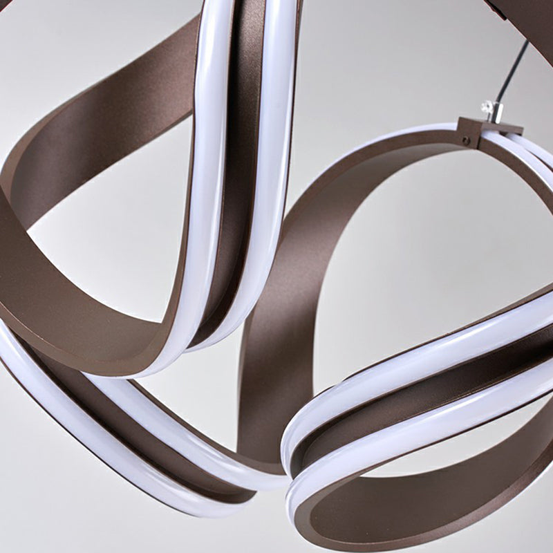 Twist Shaped Dining Room Suspension Lamp Acrylic Nordic LED Chandelier Pendant Light Clearhalo 'Ceiling Lights' 'Chandeliers' 'Modern Chandeliers' 'Modern' Lighting' 2409021