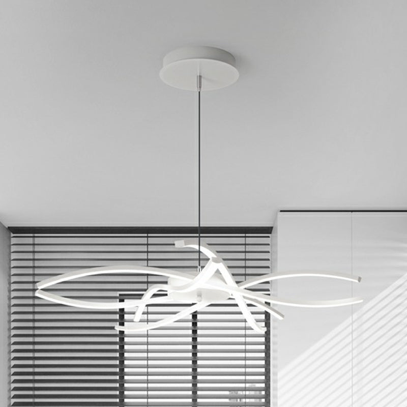 Floral Living Room Chandelier Metallic Simplicity LED Suspended Lighting Fixture White 40" Clearhalo 'Ceiling Lights' 'Chandeliers' 'Modern Chandeliers' 'Modern' Lighting' 2409059