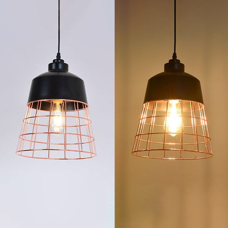 Cage Restaurant Hanging Ceiling Light Warehouse Style Iron 1-Light Black Suspension Light Clearhalo 'Art Deco Pendants' 'Black' 'Cast Iron' 'Ceiling Lights' 'Ceramic' 'Crystal' 'Industrial Pendants' 'Industrial' 'Metal' 'Middle Century Pendants' 'Pendant Lights' 'Pendants' 'Rustic Pendants' 'Tiffany' Lighting' 2409119