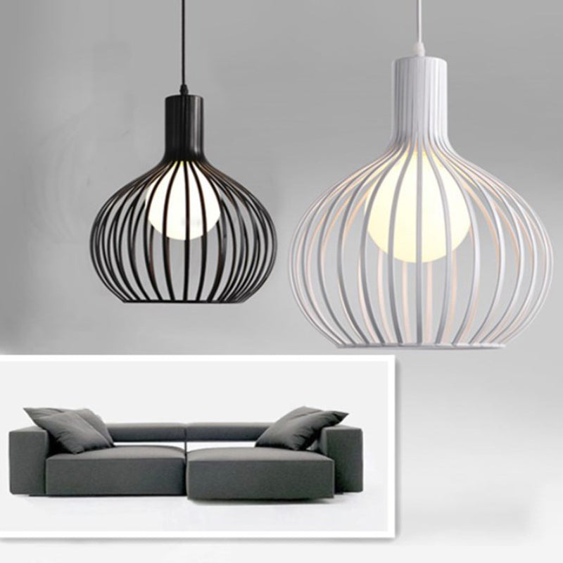 Loft Spherical Cage Hanging Light Single-Bulb Iron Ceiling Pendant for Restaurant White Clearhalo 'Art Deco Pendants' 'Black' 'Cast Iron' 'Ceiling Lights' 'Ceramic' 'Crystal' 'Industrial Pendants' 'Industrial' 'Metal' 'Middle Century Pendants' 'Pendant Lights' 'Pendants' 'Rustic Pendants' 'Tiffany' Lighting' 2409125